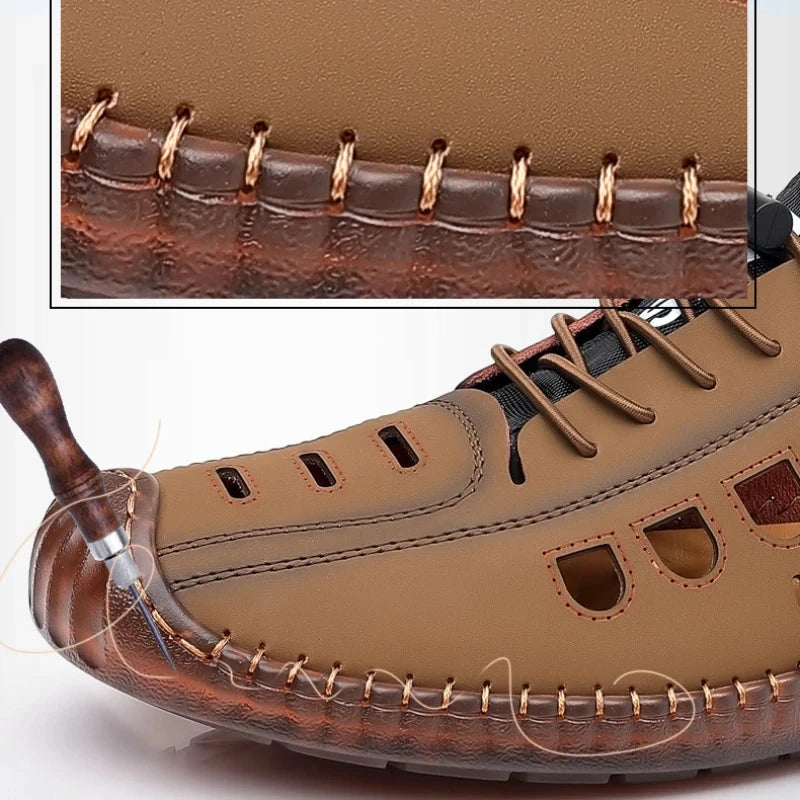 Men's Soft Leather 2024 Summer Men Leather Sandals GlowCart