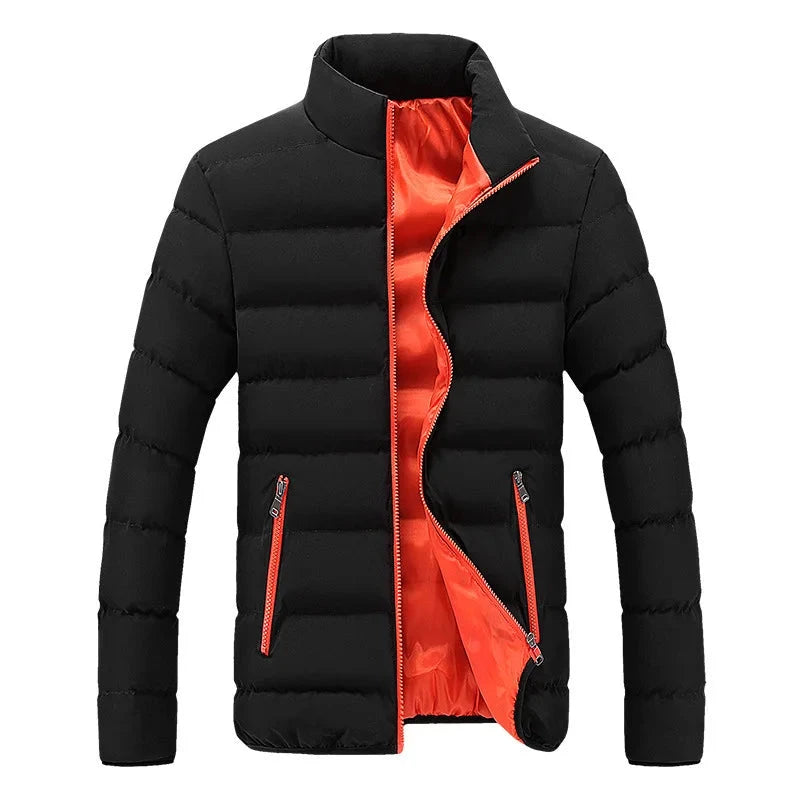 2024 Black New Men's Warm Jacket Cotton Padded Jacket Casual GlowCart