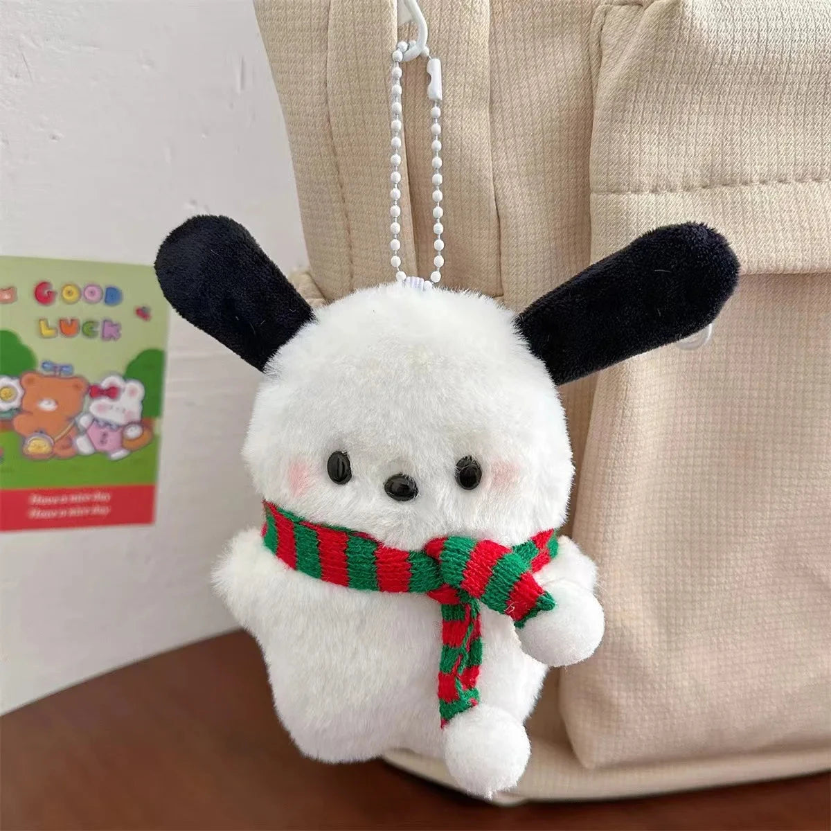 New Pochacco Key Chain Sanrio Cute Doll Girl Diy Bag Pendant GlowCart