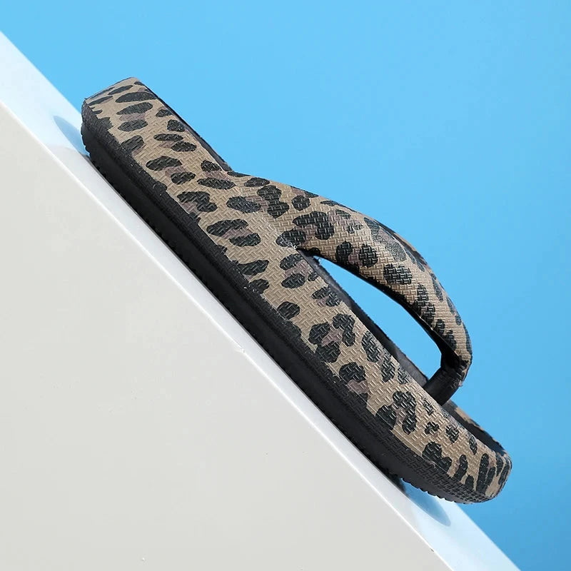 Summer Women Comfort Flip-Flop Leopard Soft Thick-Soled GlowCart