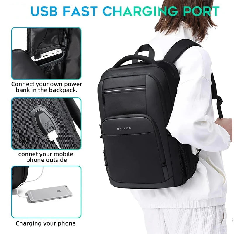 BANGE Travel Waterproof Backpack with USB Charging Port Fit GlowCart