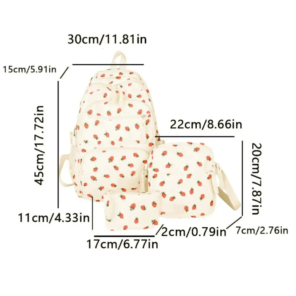 3Pcs/Set Bow Print Backpack with Crossbody Bag and Small GlowCart