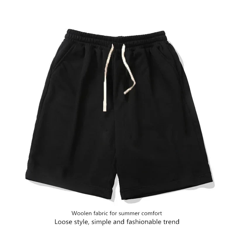 Men's Athletic Shorts Summer Workout Loose Fit Plain Black GlowCart