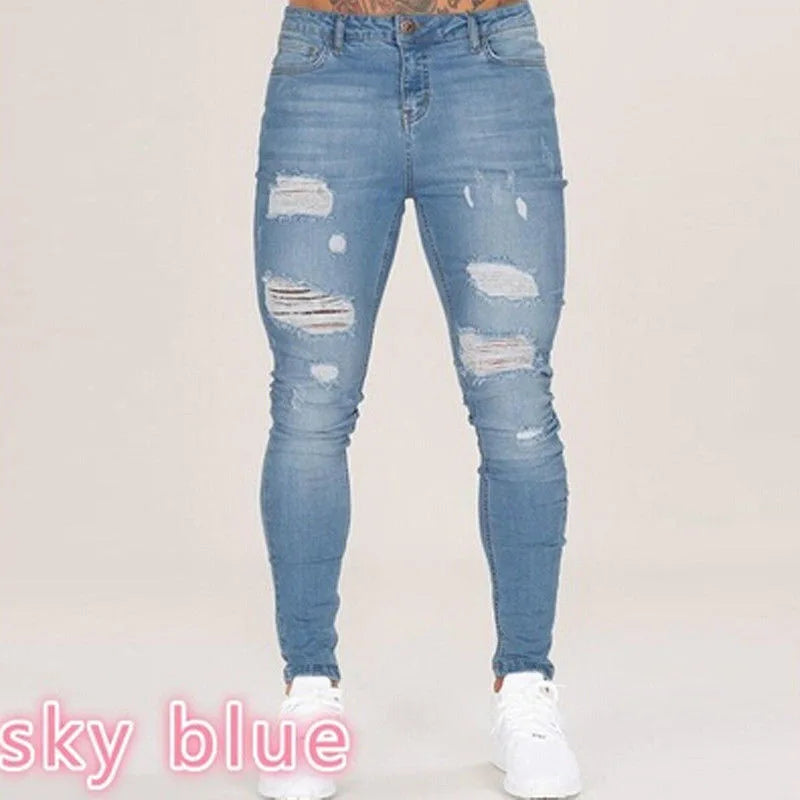 2024 Men Jeans Solid Pockets Stretch Denim Straight Pants Spring Summer Business Casual Trousers Daily Streetwear Men's Clothing GlowCart