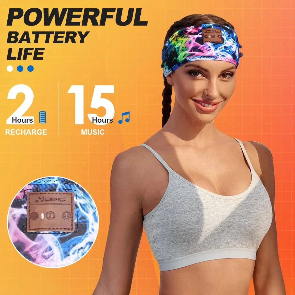 Dazzling Colors Wireless Bluetooth Headband Earphones Sports GlowCart