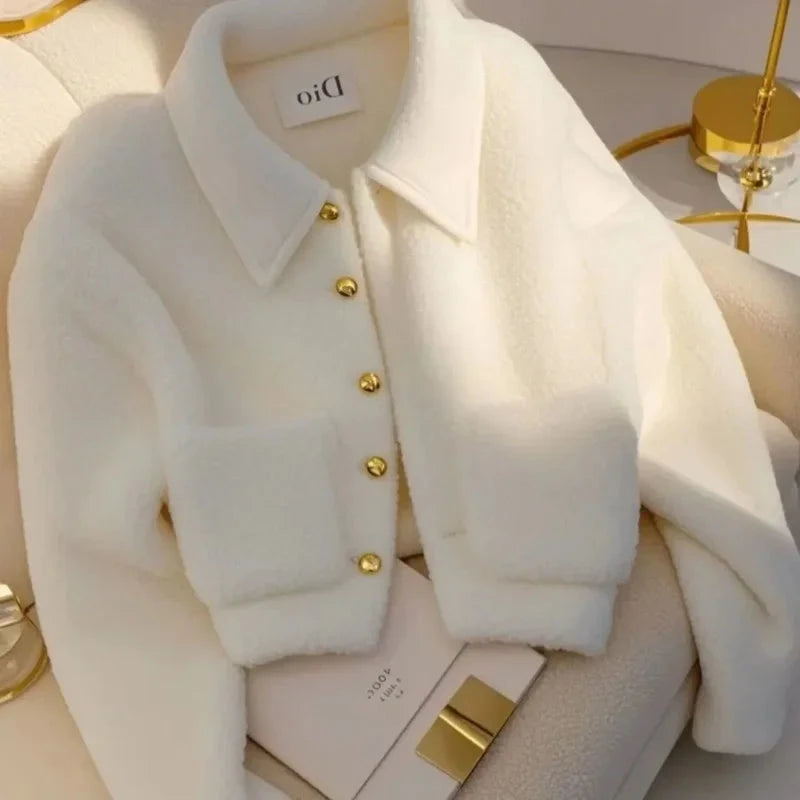 Lambwool Coat Women's New Integrated Thickened Warm High-end GlowCart