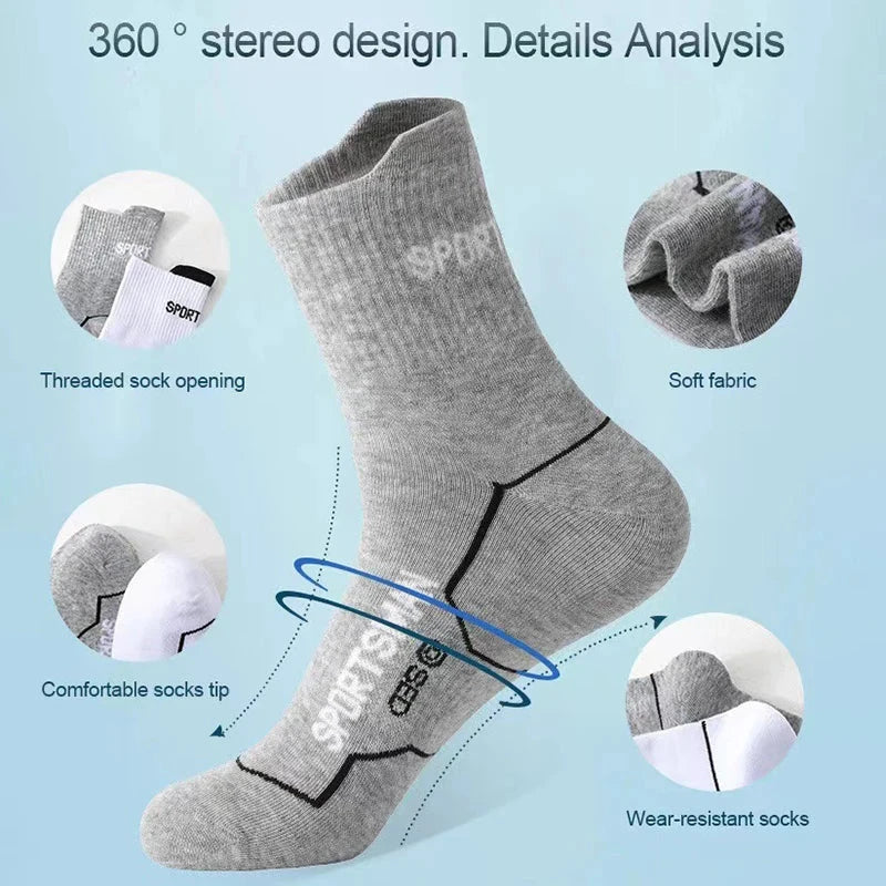 6/12 Pairs Men Mid Length Sports Socks Fashionable Geometric Patterns Breathable Odor Resistant Running Cycling Basketball Socks GlowCart