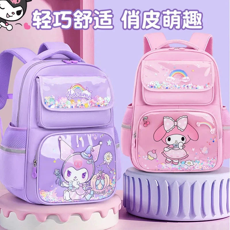Pupil Schoolbag Backpack Lightweight Student Large Capacity Children's Cute Bags Cinnamoroll  Kuromi Sanrio My Melody Child GlowCart