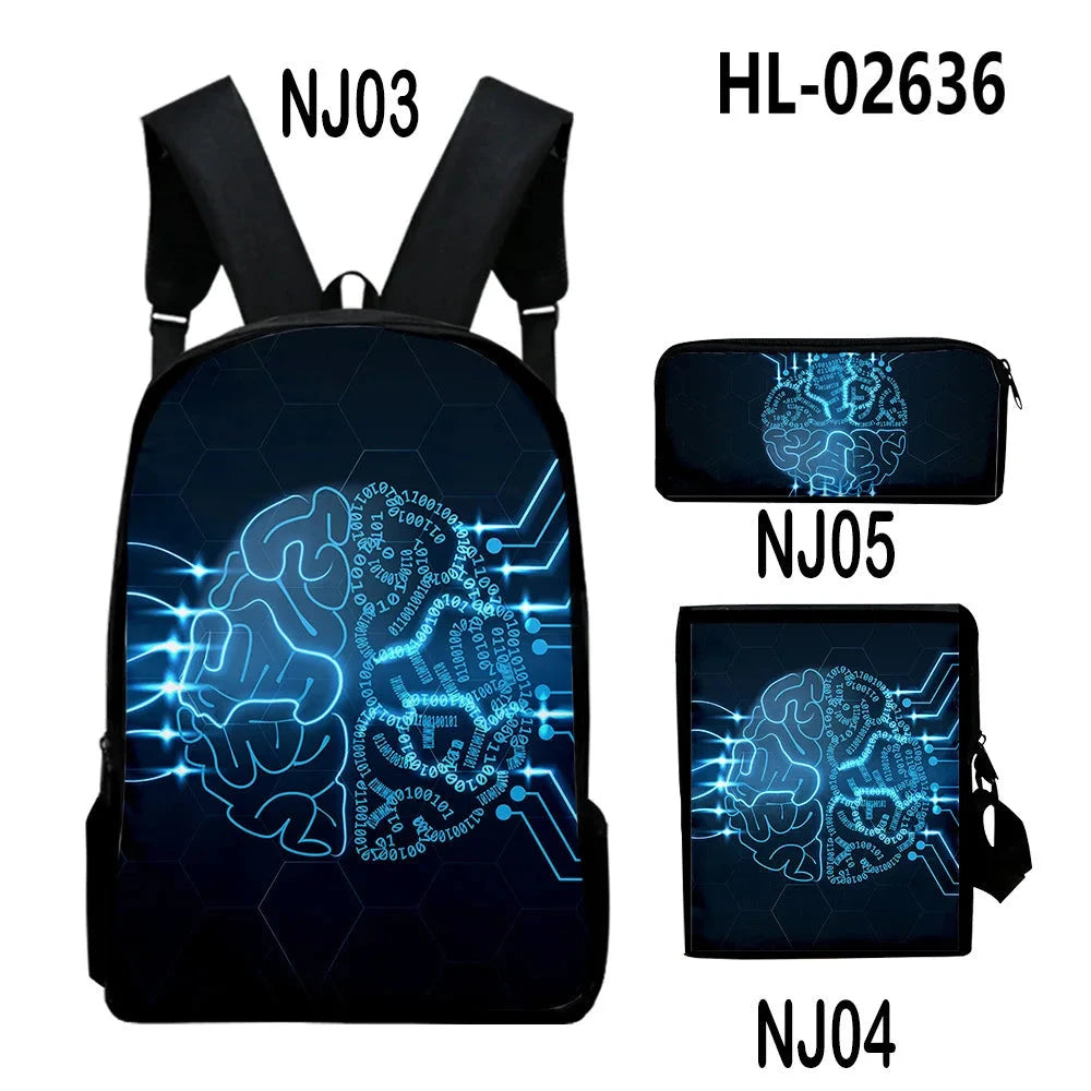 Fashion Youthful Technology style 3D Print 3pcs/Set Student GlowCart