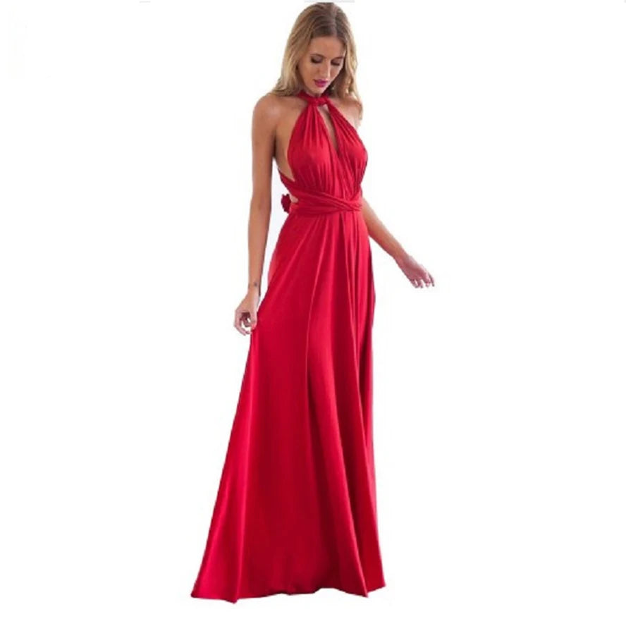 Sexy Women Multiway Wrap Convertible Boho Maxi Club Red