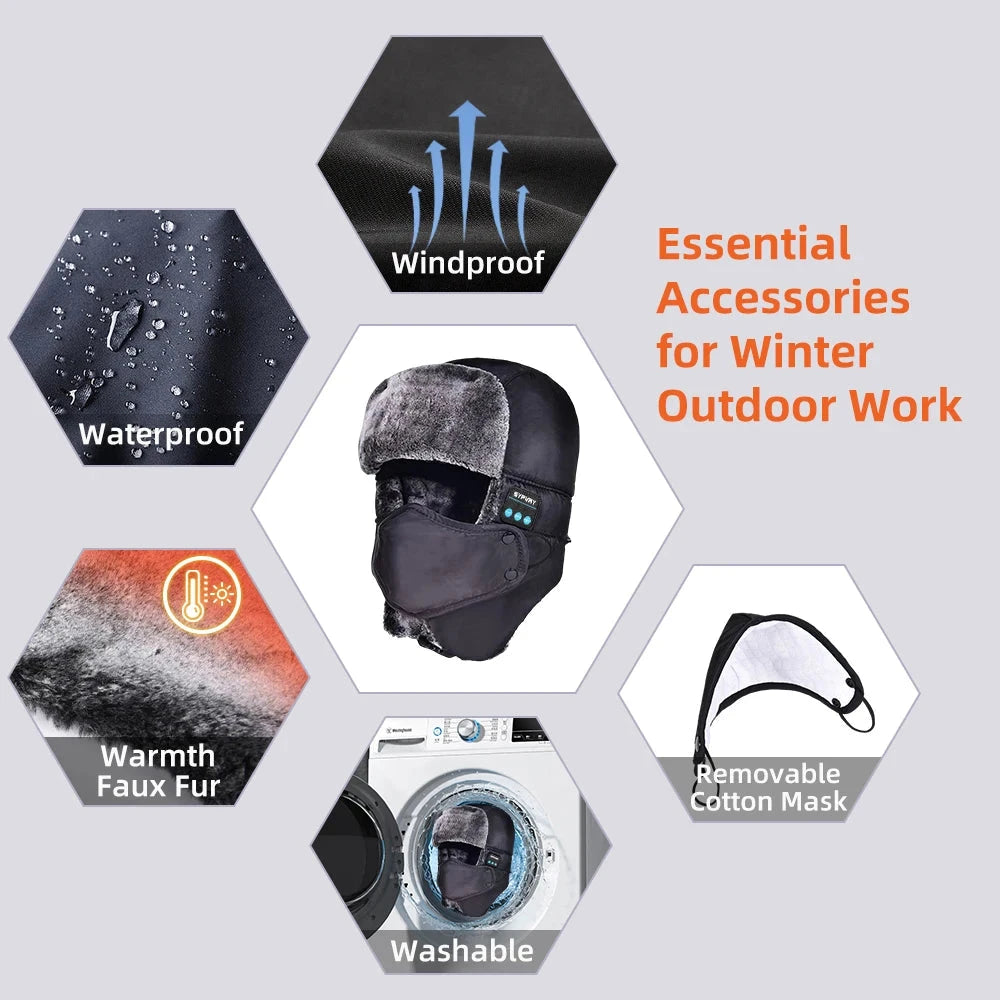 Winter Trapper Hat for Men Women Warm with Bluetooth GlowCart