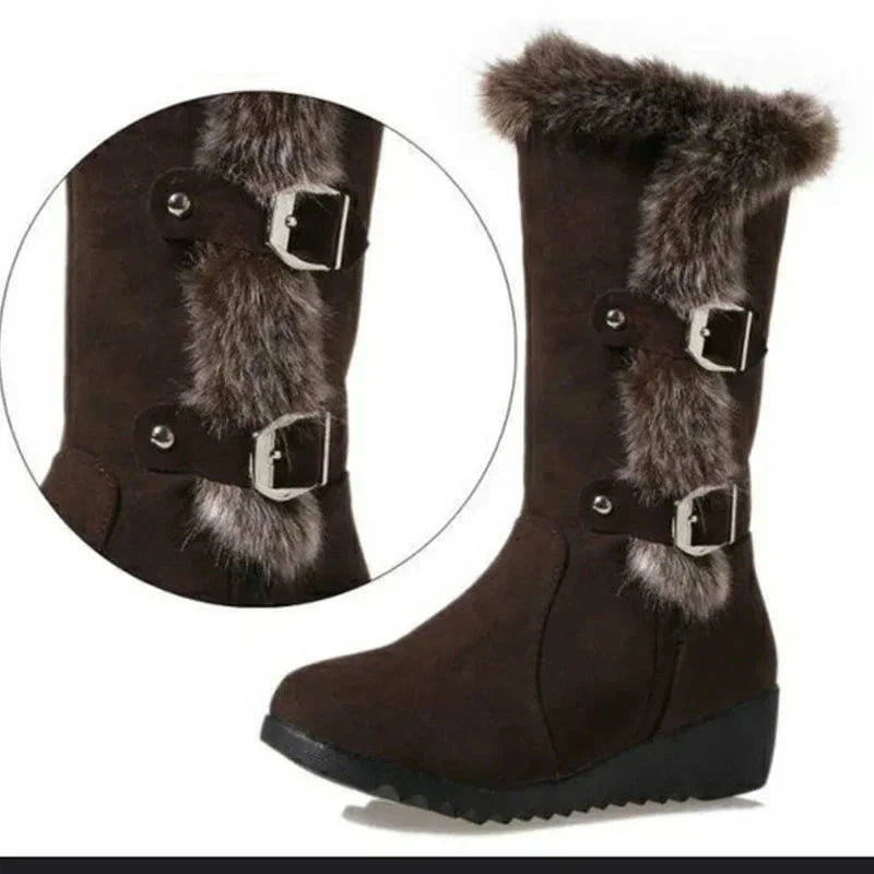 New Winter Women Boots Casual Warm Fur Mid-Calf Boots shoes GlowCart