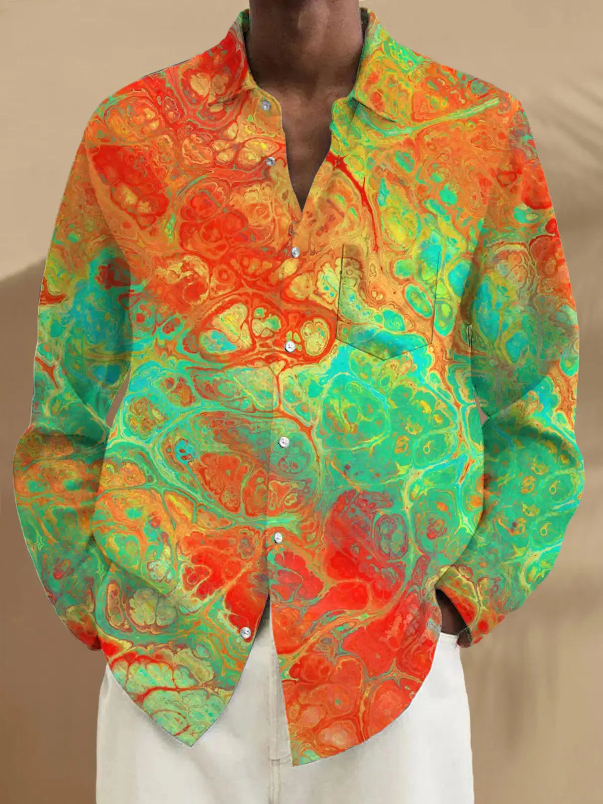 Men's shirts, button down shirts, casual shirts, spring and summer, printed long sleeves, daily, fashionable, comfortable GlowCart