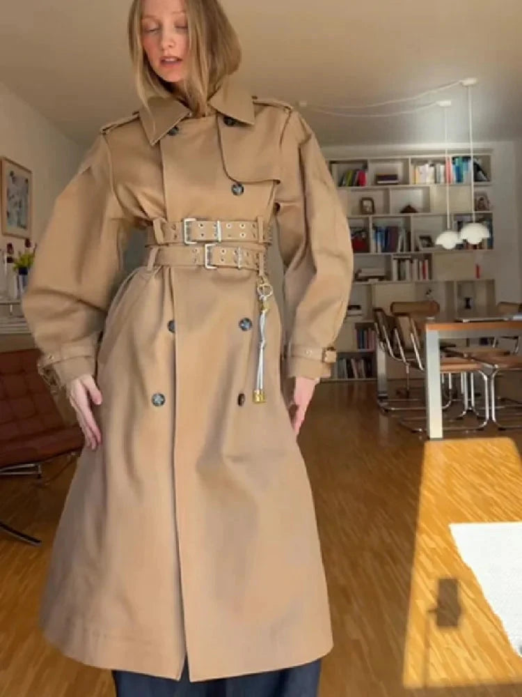 Vintage Long Sleeve Trench Coat Women Fashion Turn-down GlowCart