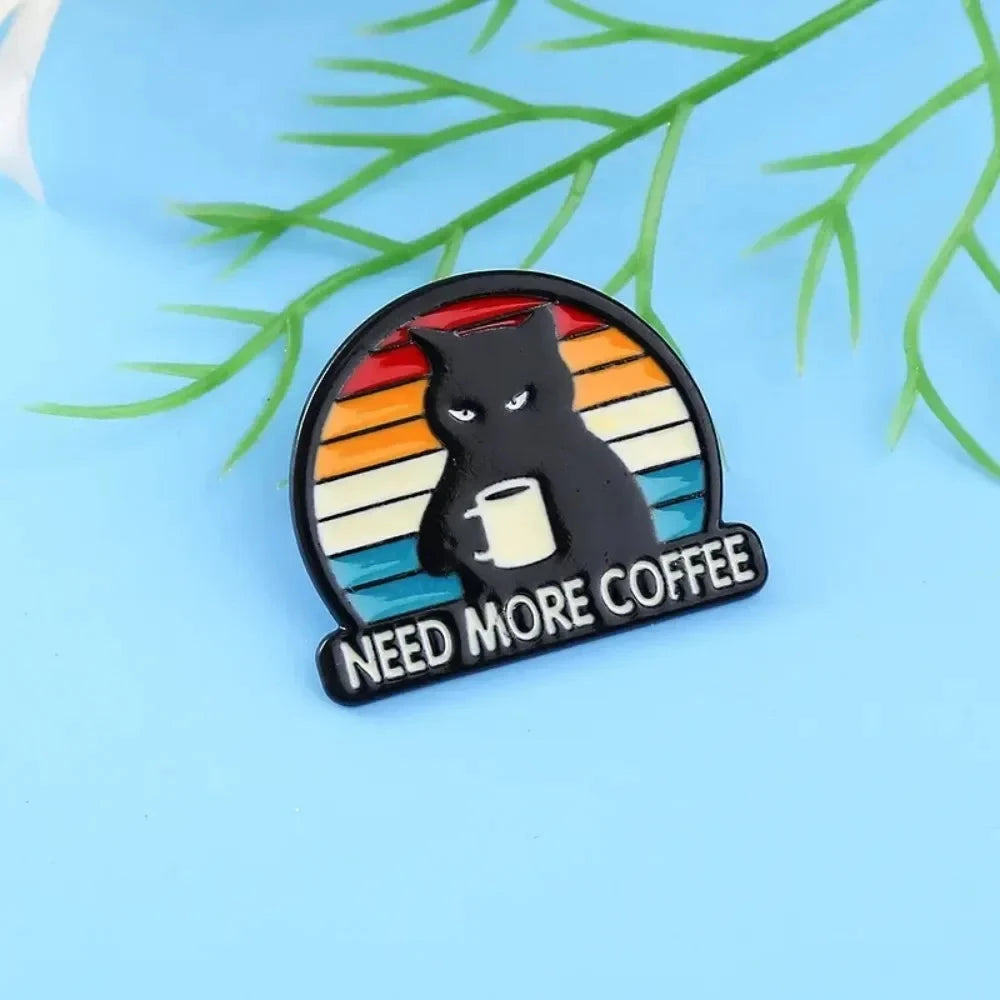 Wannee Cartoon Black Cat Enamel Badge Cute Animal Funny GlowCart