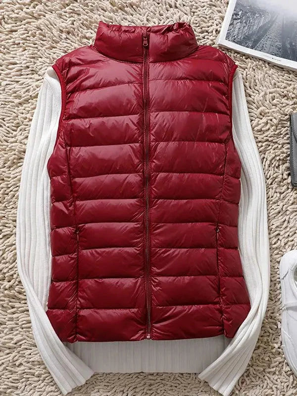 0-10℃ Women Puffer Vest Coat Autumn Winter Sleeveless Duck GlowCart