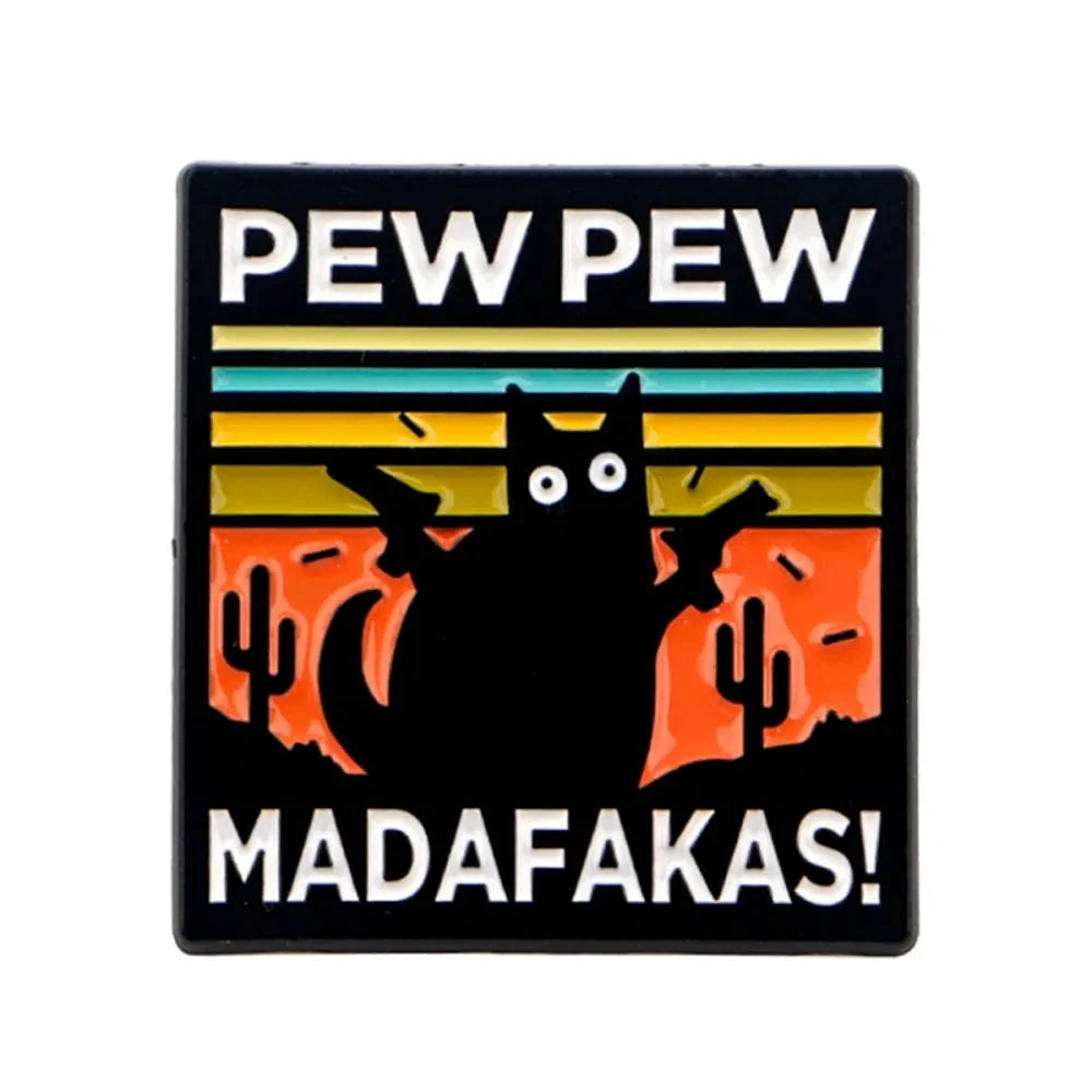 Ew,People Funny Black Cat Enamel Pin Brooches For Women GlowCart