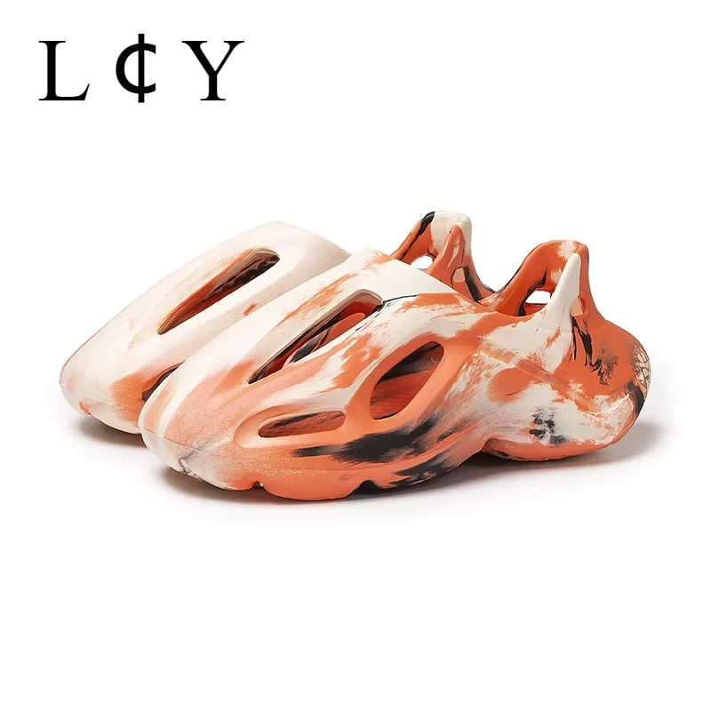 Men's and Women's Slippers Summer Beach Hole Shoes Outdoor Anti Slip Lace Up Dyeing Designer Personalized Hollow Shoes 2025 New GlowCart