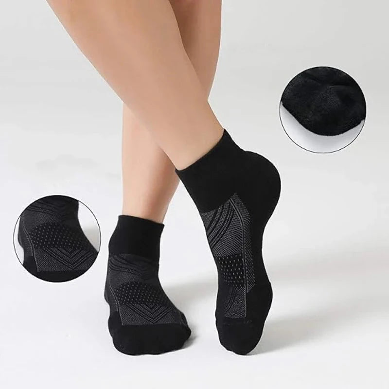 6 Pairs Men Running Sports Socks Comfortable Sweat Absorbing Breathable Cushioning Shock-Absorbing Basketball Sports Casual Sock GlowCart