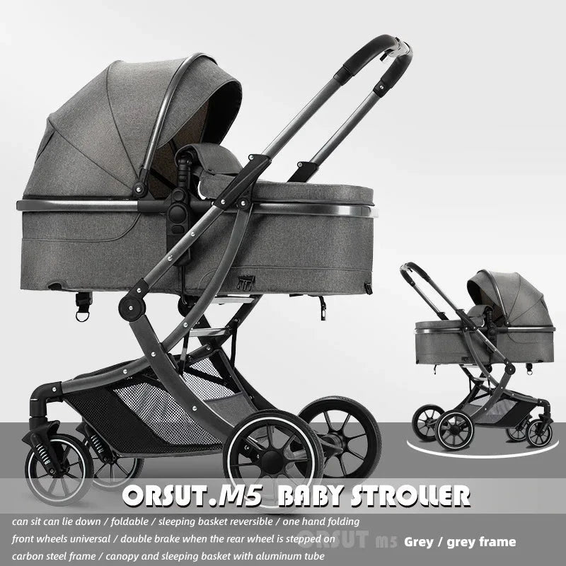 2025 New High-view Baby Stroller Can Sit or Lie Down, Lightweight and Foldable, Two-way Shock Absorption, Newborn Baby Hand Push GlowCart