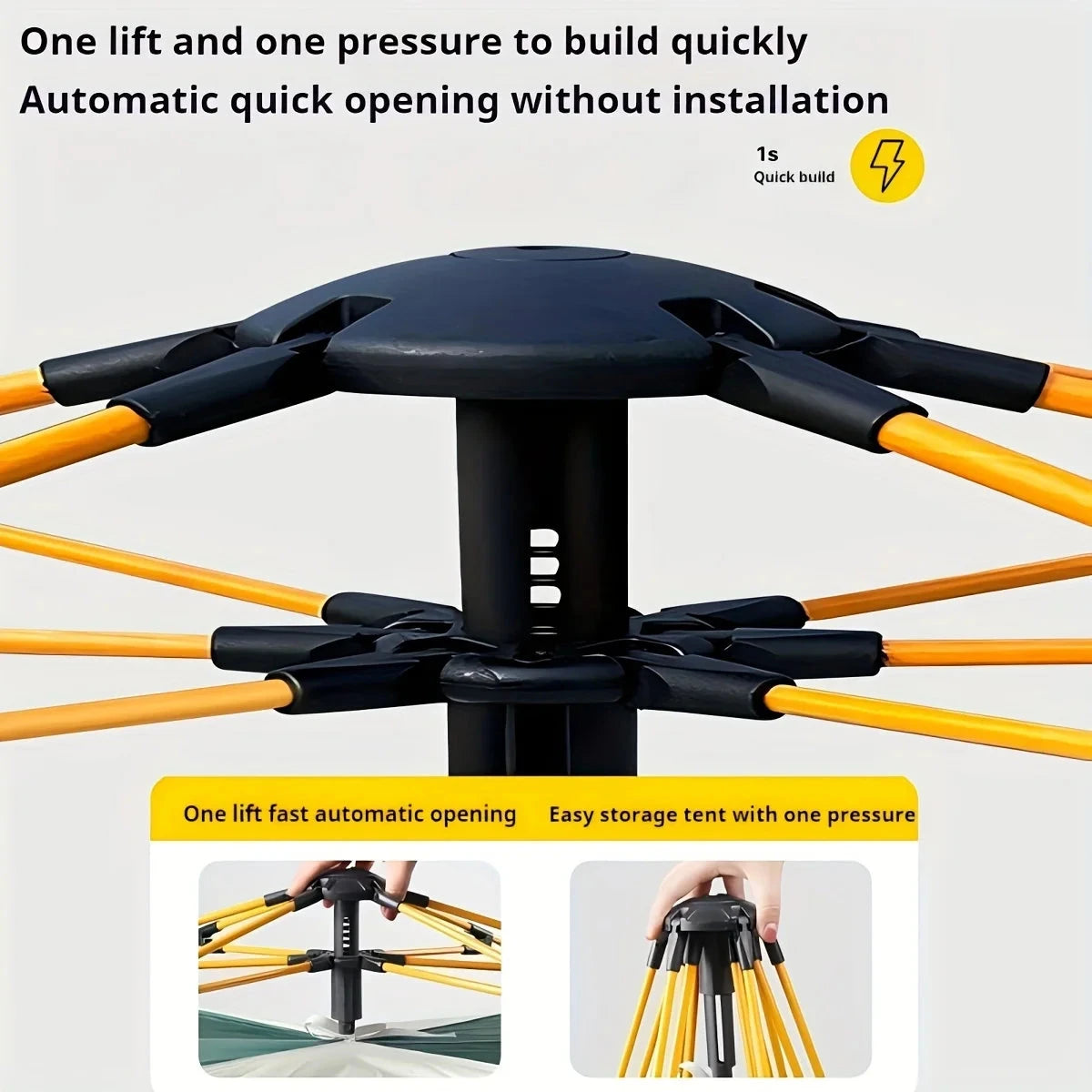 Silver Outdoor Automatic Quick-opening Tent, Camping GlowCart