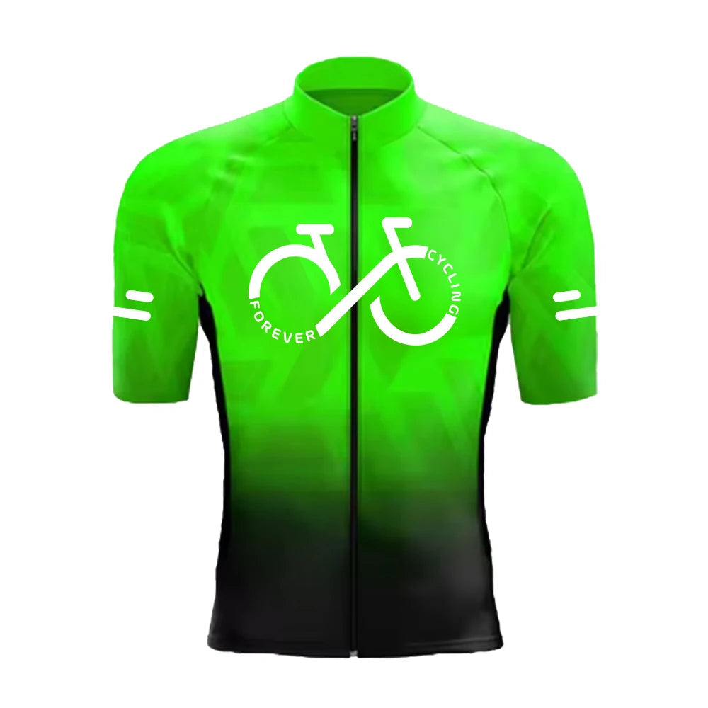 Cycling Jersey Set 2025 Summer Ropa Ciclismo Men's Short Sleeve Bicycle Cycling Clothing Gradient Color Breathable MTB Bike Wear GlowCart