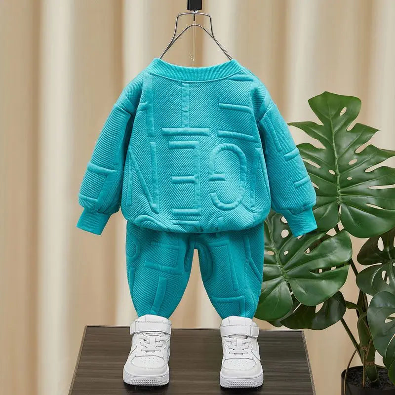 Boys 2Pcs Tracksuit Baby Girls Kids Casual Clothing Sets Baby Kids Sports Unisex Letter Pants Outfits 1-7 Ys Children Sweatshirt GlowCart