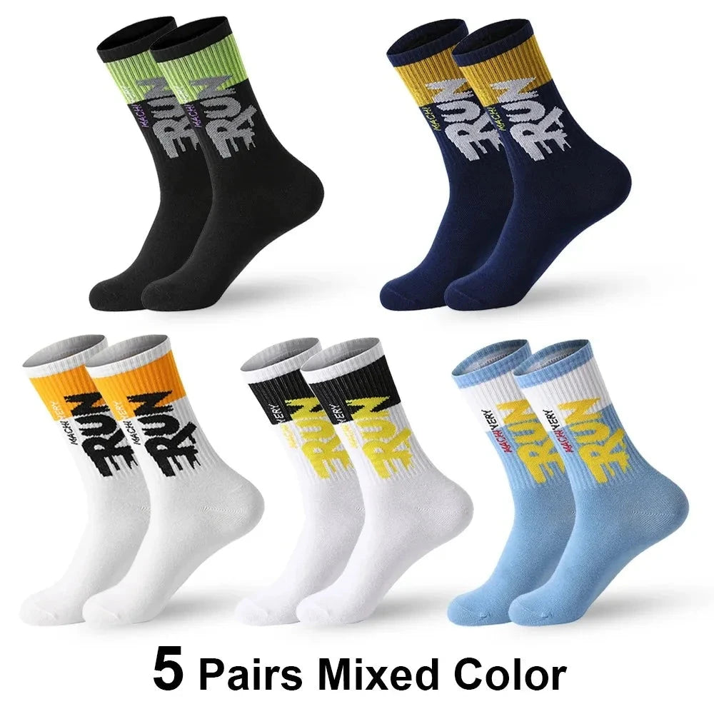 5Pairs/Lot Organic Cotton Men Socks Running Sports Socks Skateboard Casual Fashion Basketball Socks Fitness Breathable socks man GlowCart