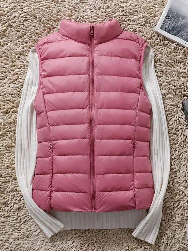 0-10℃ Women Puffer Vest Coat Autumn Winter Sleeveless Duck GlowCart