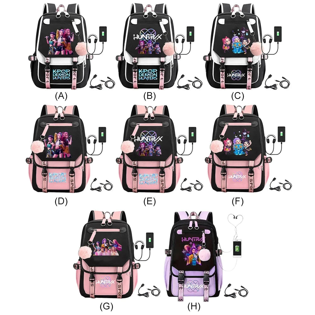 School Backpack for Students KPop Demon Huntes Daily Bagpack 2025 Hot Movie Print Backpacks for Girl Boy Laptop Usb Port Bag GlowCart
