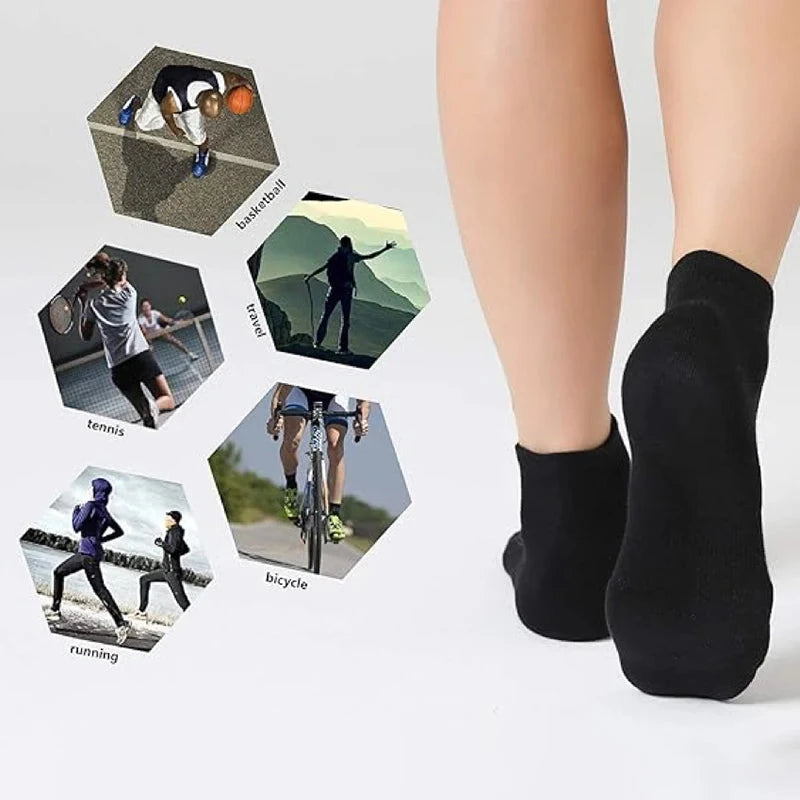 6 Pairs Men Running Sports Socks Comfortable Sweat Absorbing Breathable Cushioning Shock-Absorbing Basketball Sports Casual Sock GlowCart