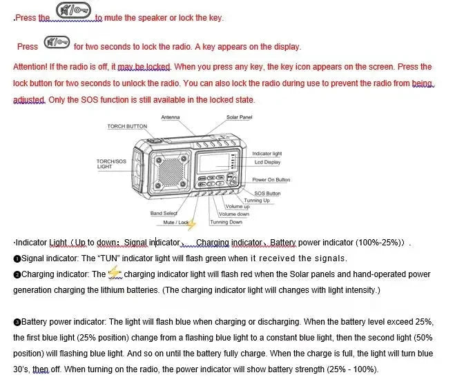 5000mAh Portable Emergency Solar Power Radio Hand Crank GlowCart