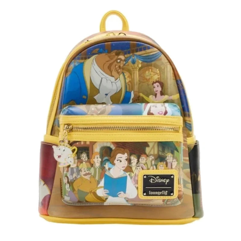 Beauty and The Beast Princess Scene Cogsworth Lumiere Chip Cosplay Mini Backpack GlowCart