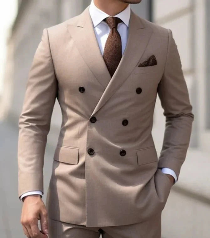 High Quality Brown Men's Suits Double Breasted Bespoke GlowCart