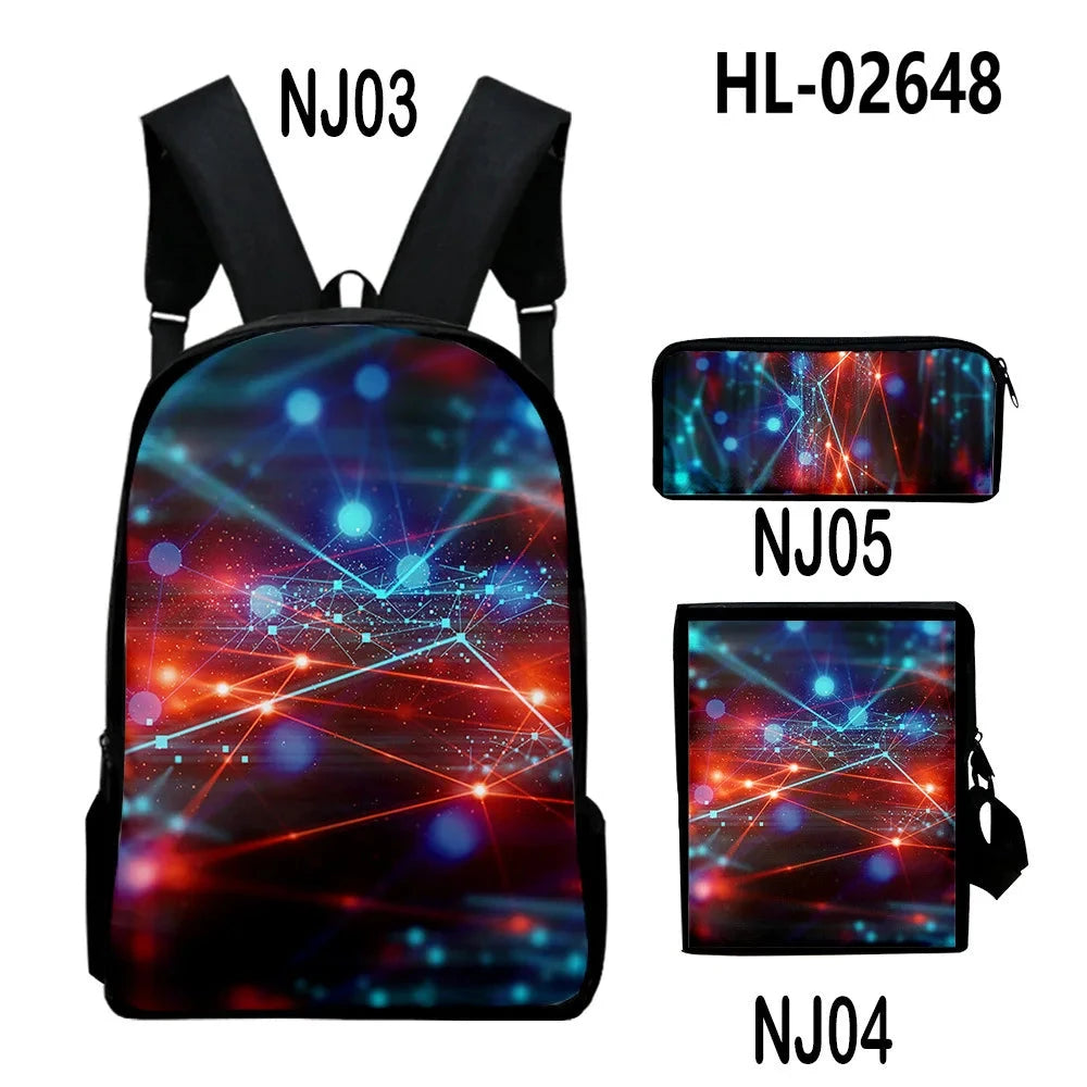 Fashion Youthful Technology style 3D Print 3pcs/Set Student GlowCart