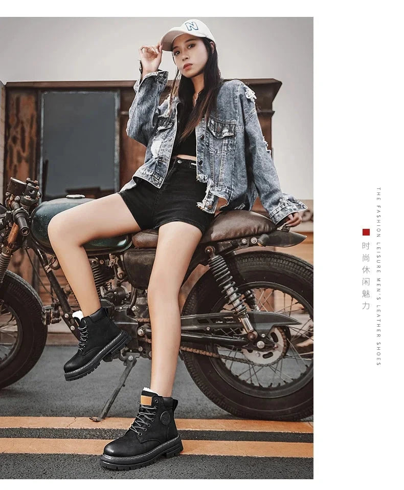 Boots Men High Top Boots High Quality Women Leather Shoes GlowCart