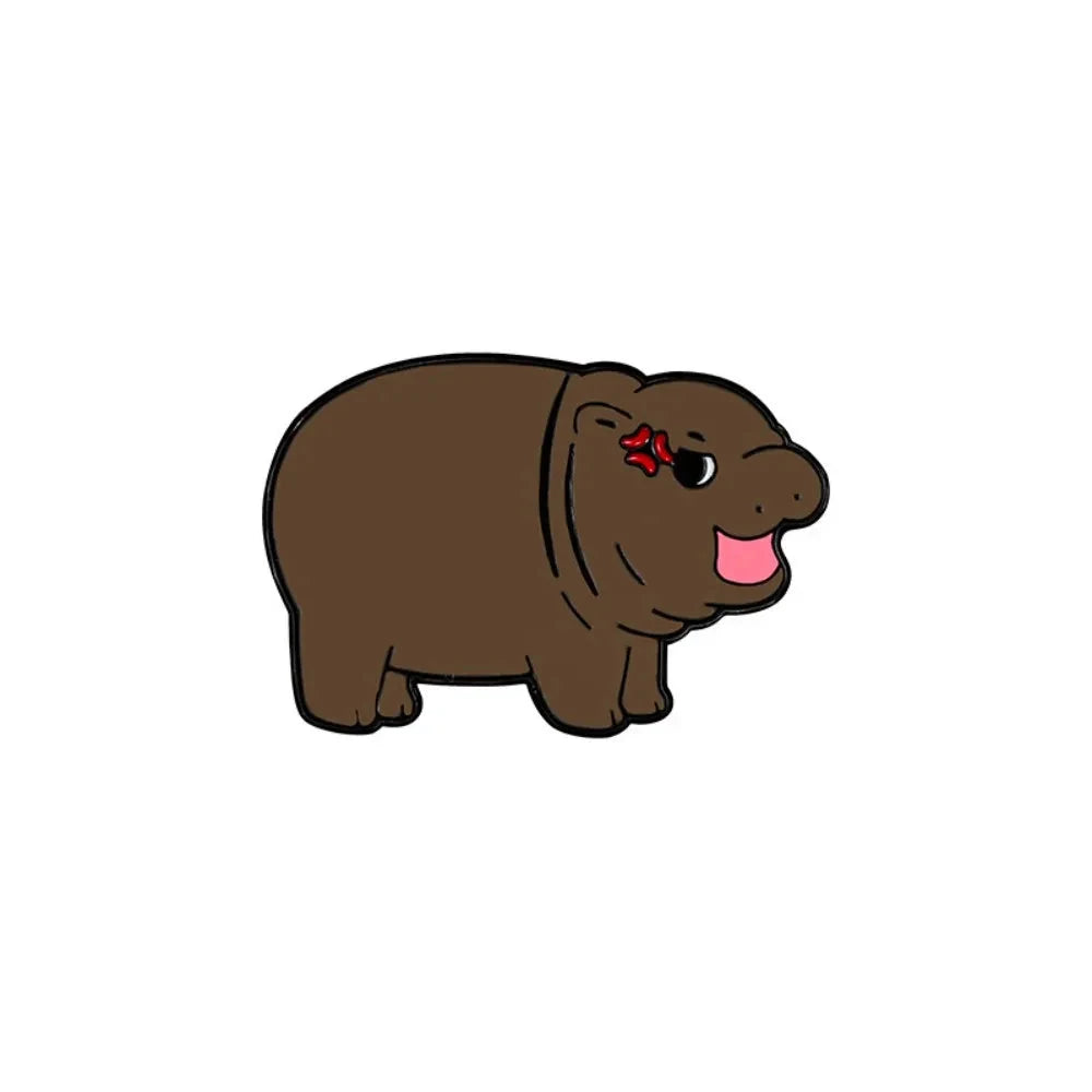 Cute Hippopotamus Enamel Brooch Cartoon Animal Thai MooDeng GlowCart