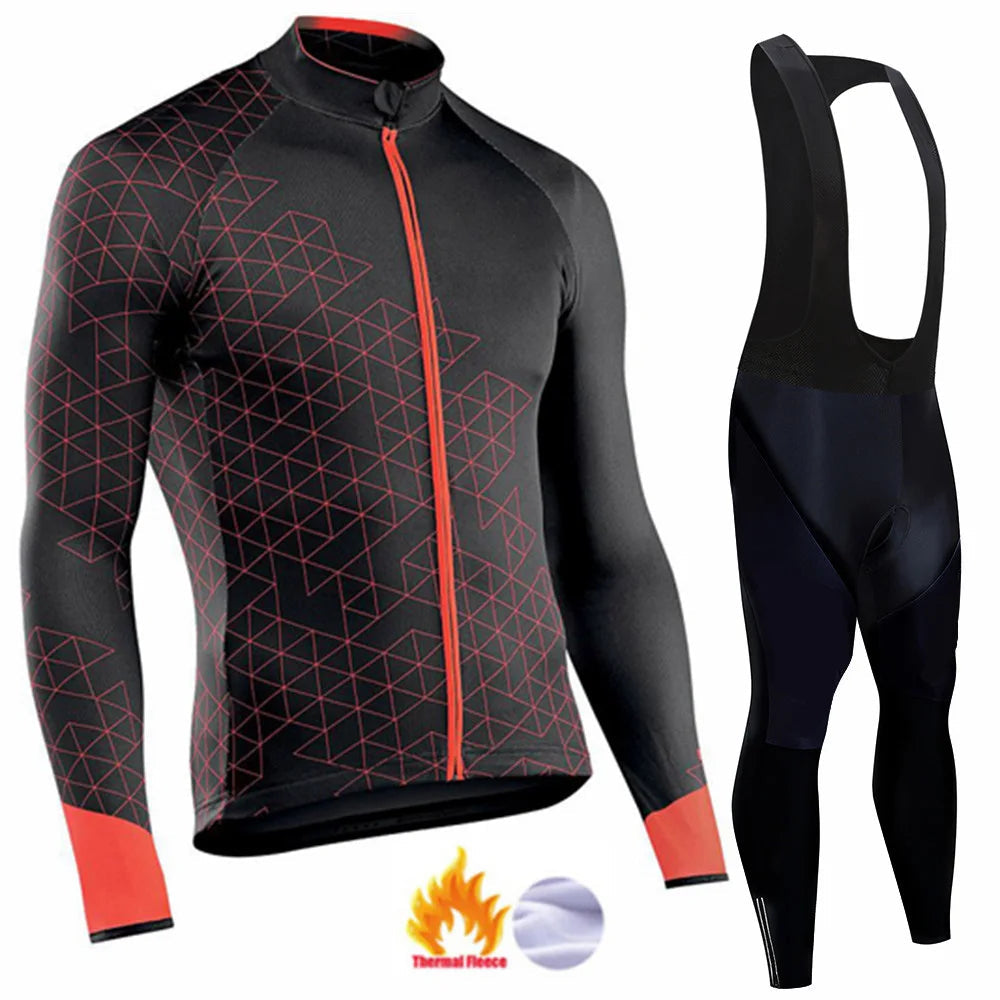 2026 New Thermal Fleece Cycling Jersey Set Winter Long Sleeve MTB Racing Bike Jersey Suit For Men Bib Pants Set Cycling Clothing GlowCart