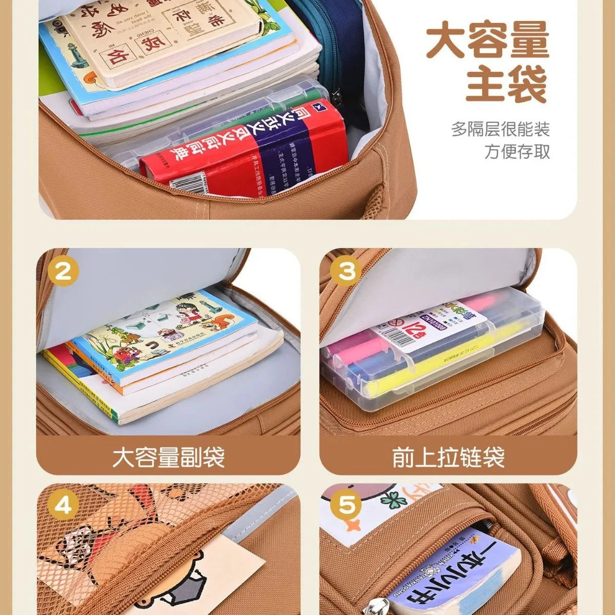 Capybara Children Cartoon School Backpack with Wheels GlowCart