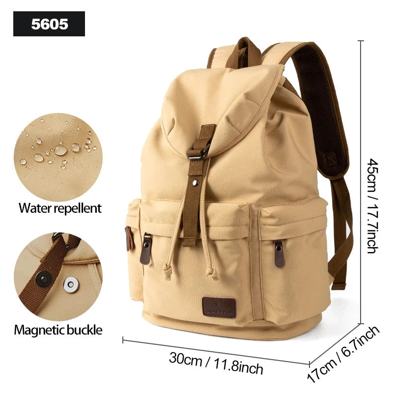 MOYYI Men Vintage Canvas Backpack Large Capacity 15.6inch GlowCart