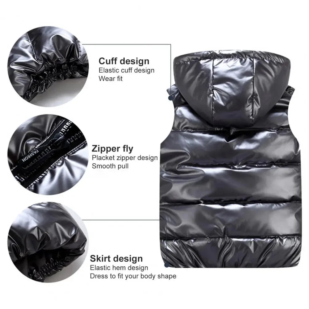 Women Winter Vest Warm Bright Color Pockets Cotton Padded GlowCart