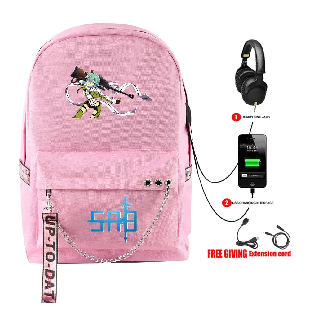 Hip Hop Youthful School Bags Unisex Sword Art Online Travel GlowCart