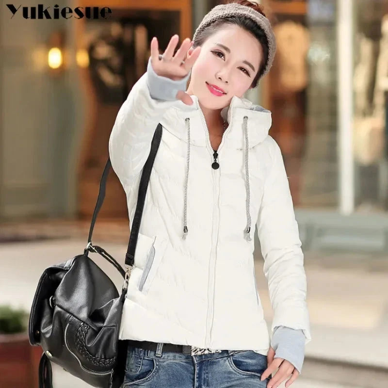 clothes Winter XXXL Jacket Women hooded Solid Color Short GlowCart