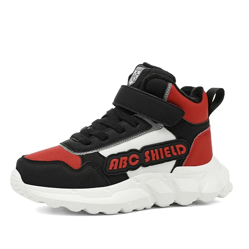 Autumn Winter Children Shoes Boys High Top Sneaker Warm Plush Kids Cotton Shoes Casual Sports Daily Boys Sneaker 4 To 12 Years GlowCart