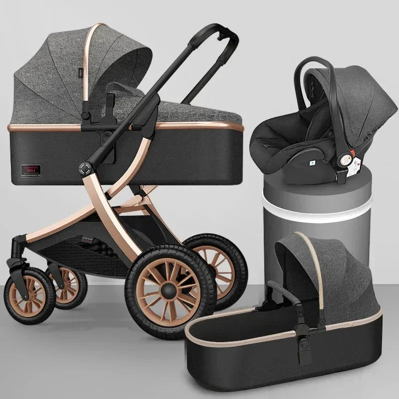 Baby stroller 3 in 1 High Landscape Stroller Reclining Baby Carriage with car seat Foldable Stroller Bassinet Puchair Newborn GlowCart