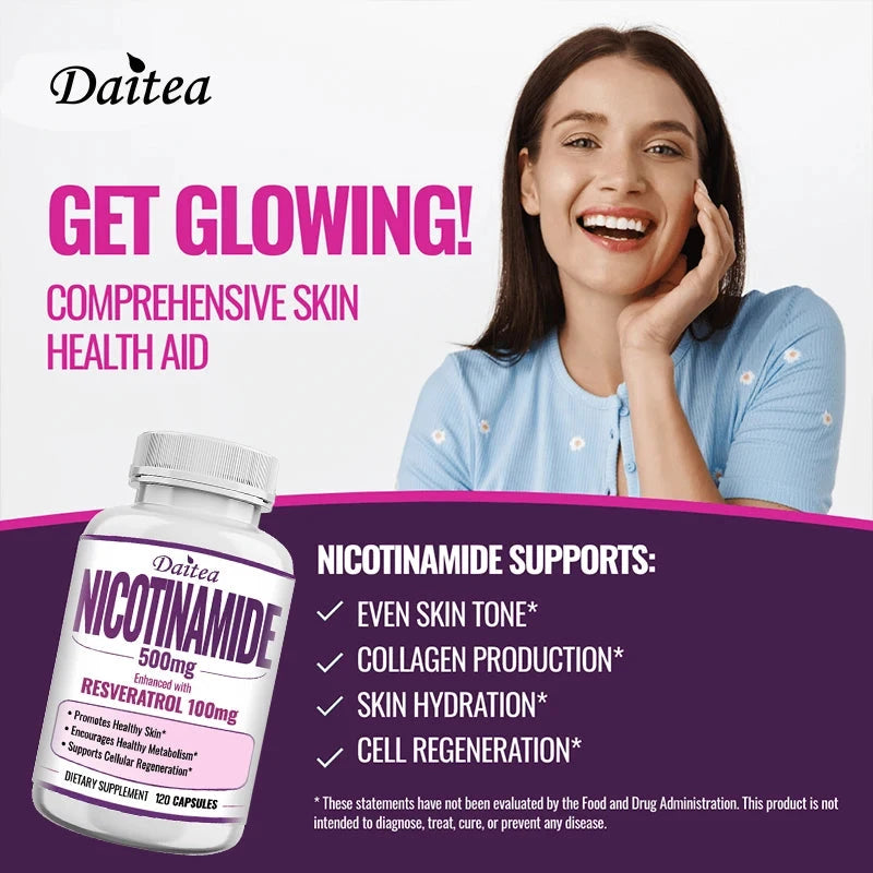 Niacinamide Vitamin B3 Capsules - Supports Brain Function GlowCart