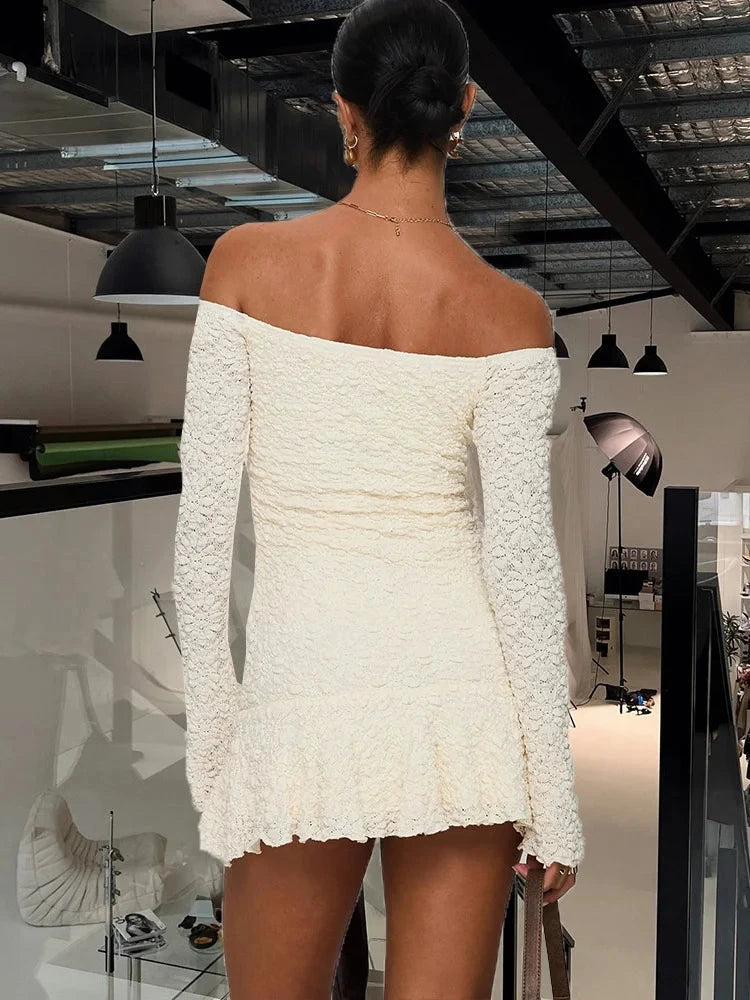 Nibber Temperament Women Dress One Shoulder Ruffles 3d GlowCart