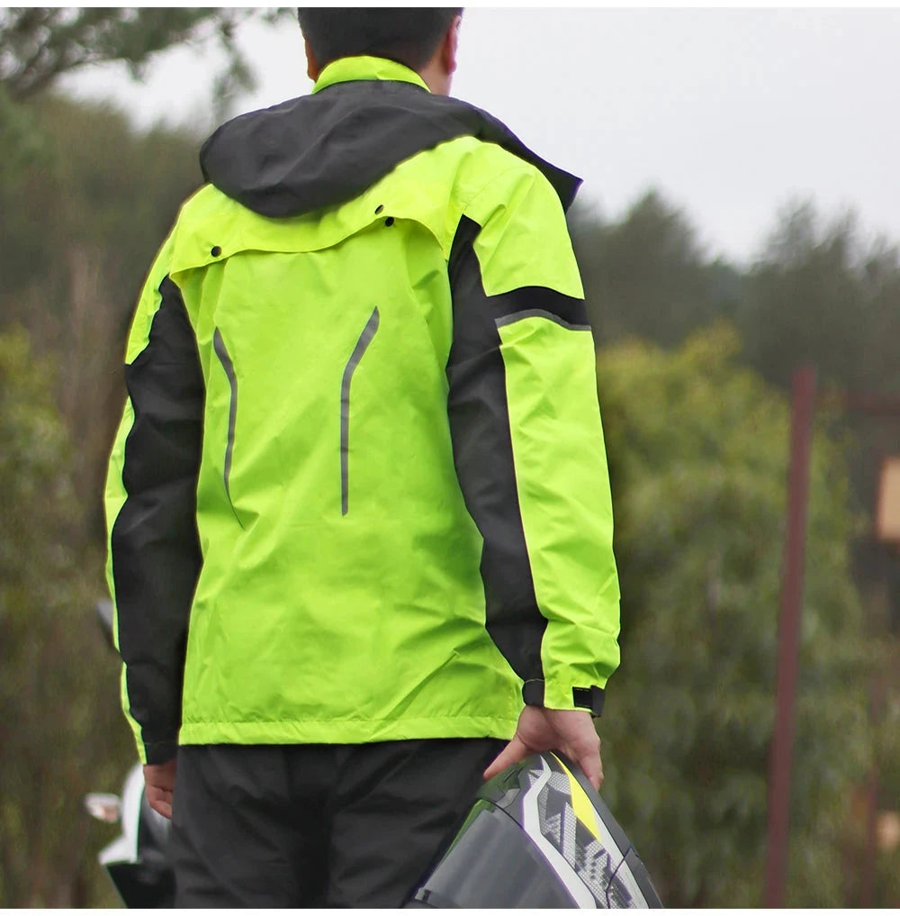 WOSAWE Motorcycle Raincoat Rainstorm Prevention Jacket Pants GlowCart