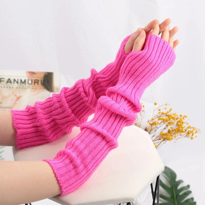 Women Long Fingerless Gloves Soft Female Glove Lolita Kawaii GlowCart