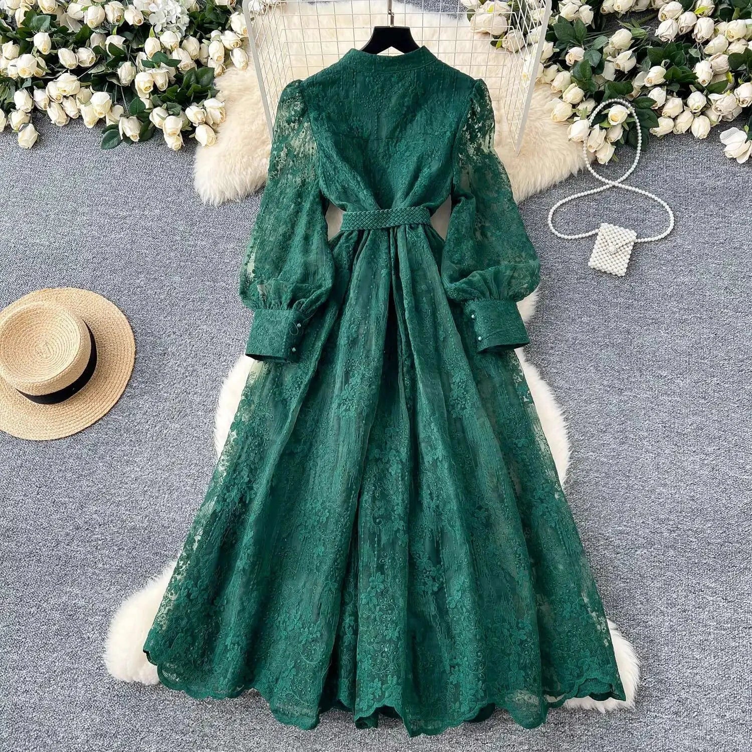 Luxury Embroidery Formal Dresses Women Summer Autumn Lantern GlowCart